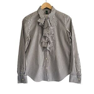Ralph Lauren Cotton Striped Ruffle Oxford